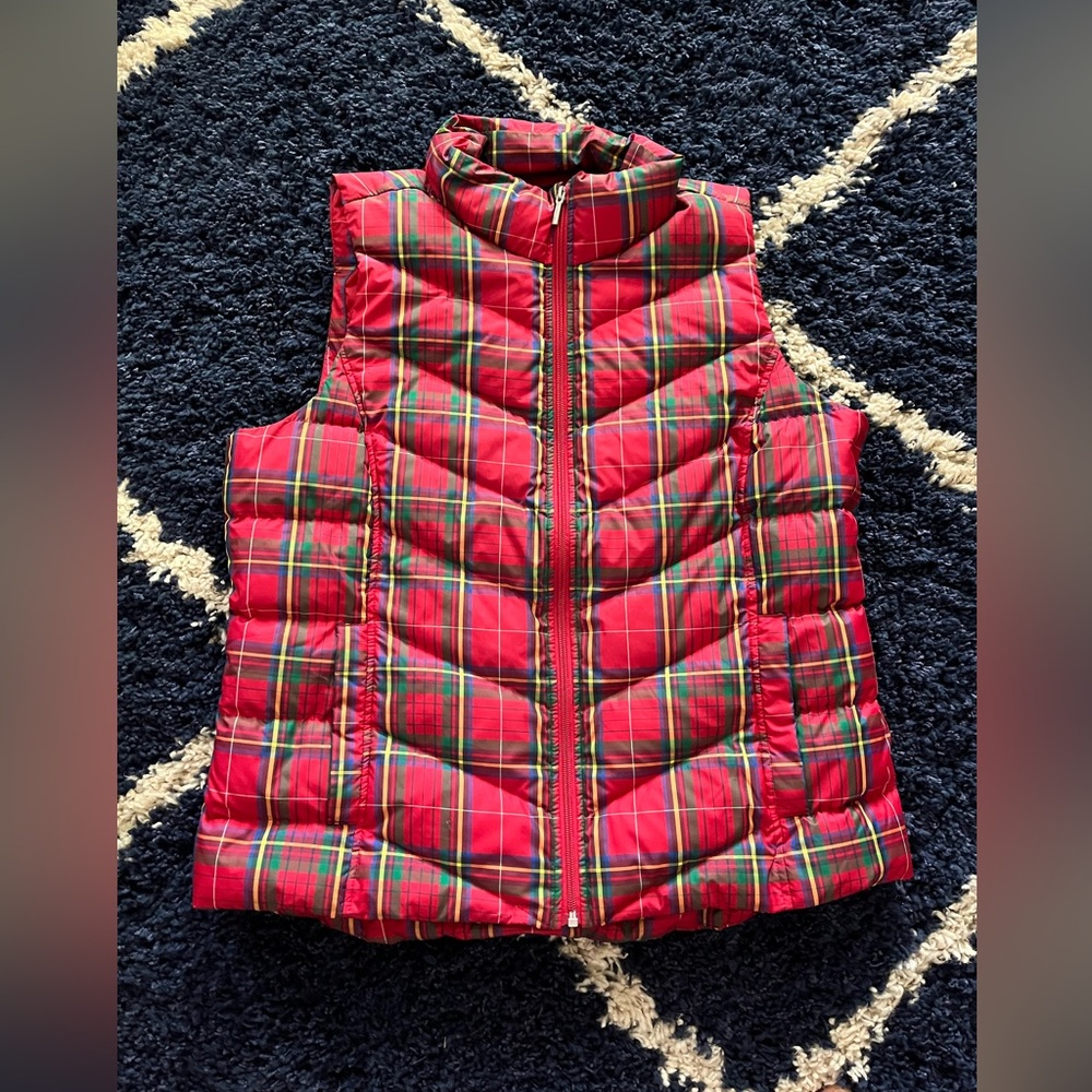 Lands End Plaid Quilted Vest Large Tall 14-16